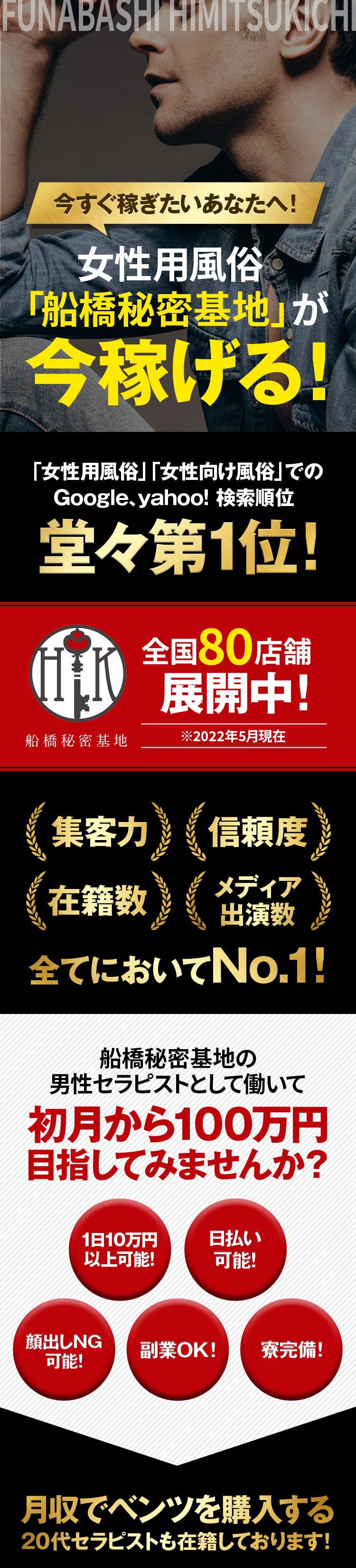 女性用風俗「船橋秘密基地」が今稼げる！